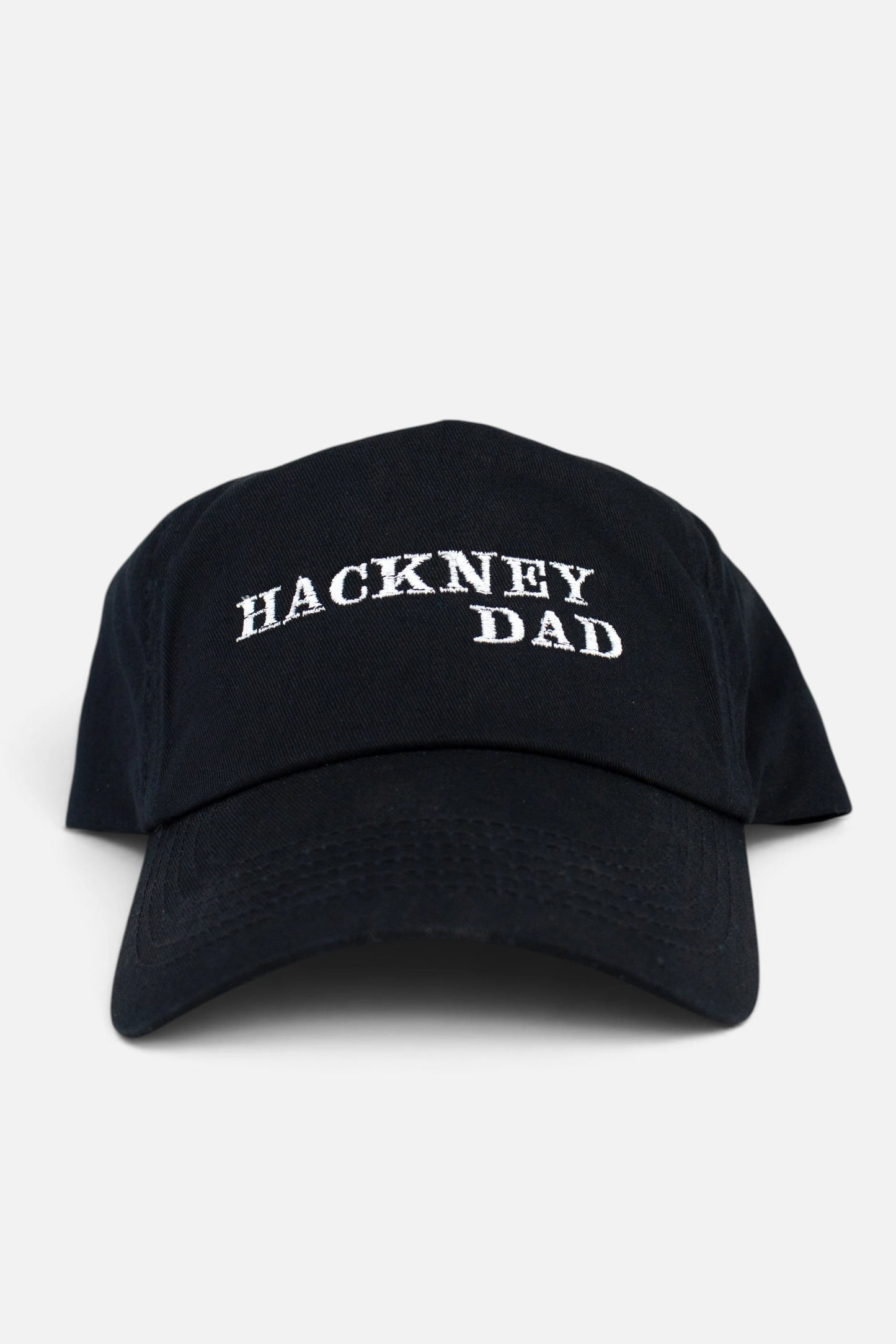 Black Baseball Cap - Hackney Dad (White Embroidery)