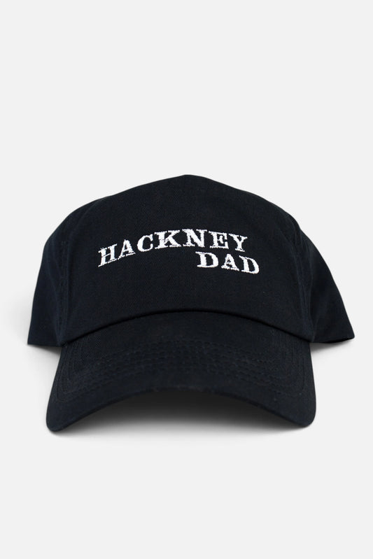 Black Baseball Cap - Hackney Dad (White Embroidery)