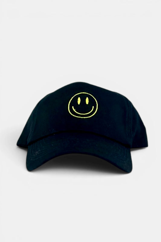 Black Baseball Cap - Smiley Face