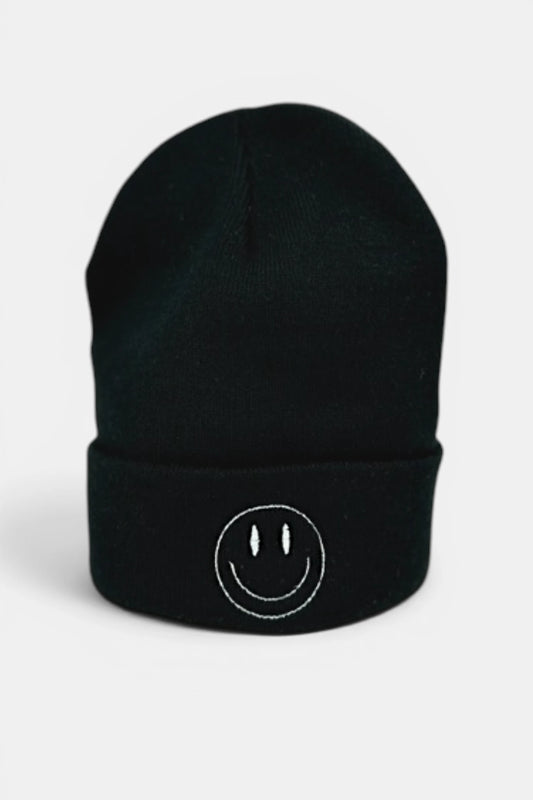 Black Beanie - Smiley Face