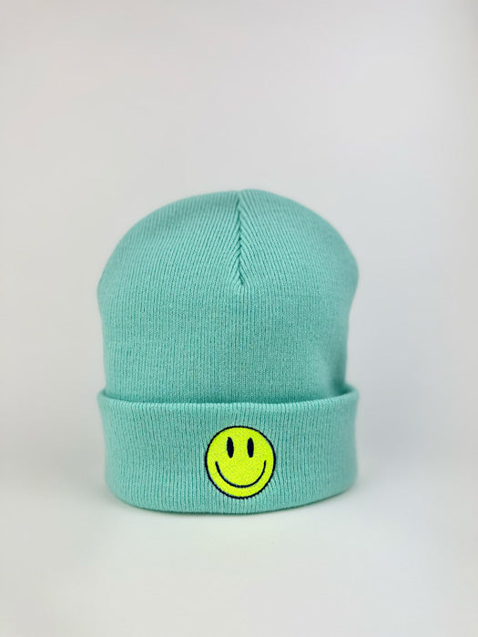 Smiley Face Beanie Mint Green Unisex