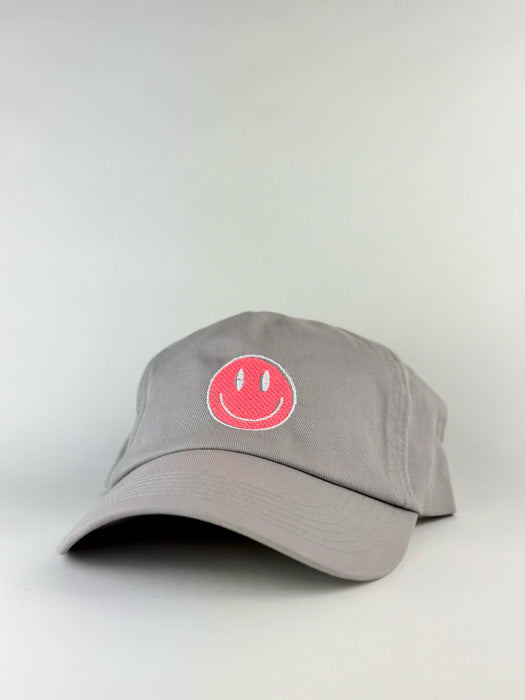 Smiling Face Grey Embroidered Cap