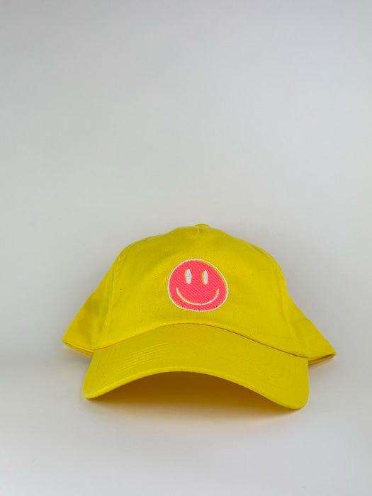 Smiling Face Yellow Embroidered Cap