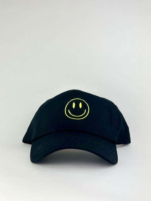 Smiling Face Black Embroidered Cap