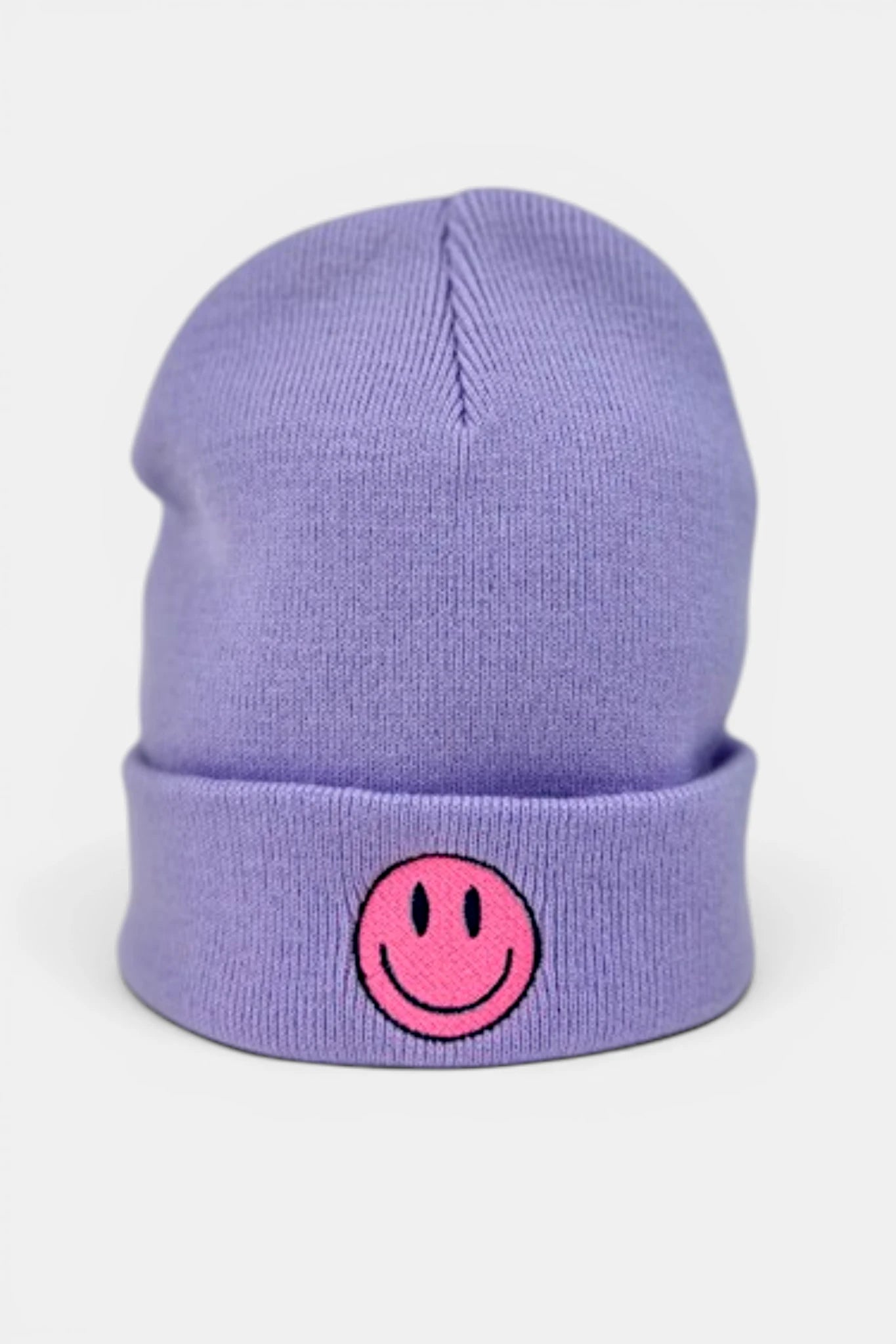 Lavender Beanie - Smiley Face